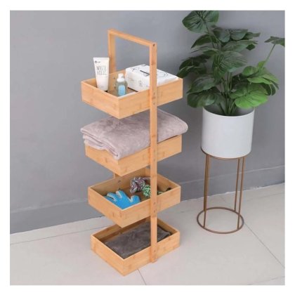 Victiny Raft cu 4 rafturi si maner pentru baie 32 x 24 x 98 cm