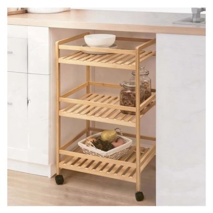 VICTINY® Etajera mobila din bambus cu 3 niveluri