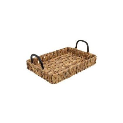 Tava din Hiacint Acvatic cu Manere Metalice 38x29x6cm