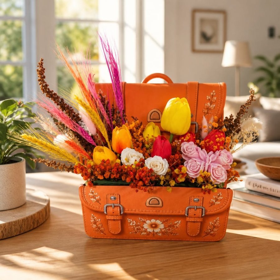 Aranjament floral in suport ghizdanel