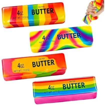 Jucarie antistres tip baton de unt, PU slow-rising, set 4 bucati, multicolor