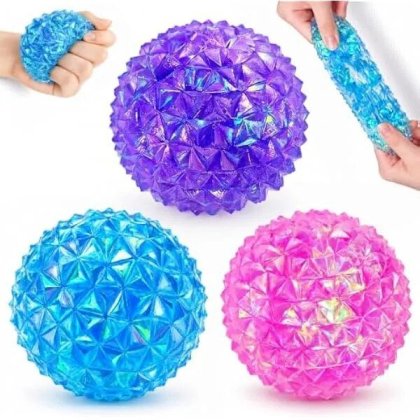 Set 3 mingi antistres squishy K0569-260804-092-AMC, texturate holografice, multicolor