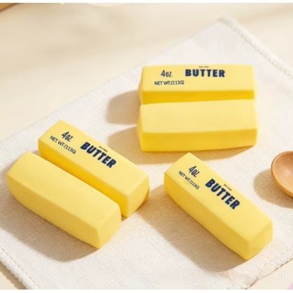 Jucarie squeeze, VICTINY® model unt / butter silicon cu umputura 3x3x14CM, Antistres, galben, ANTI STRES