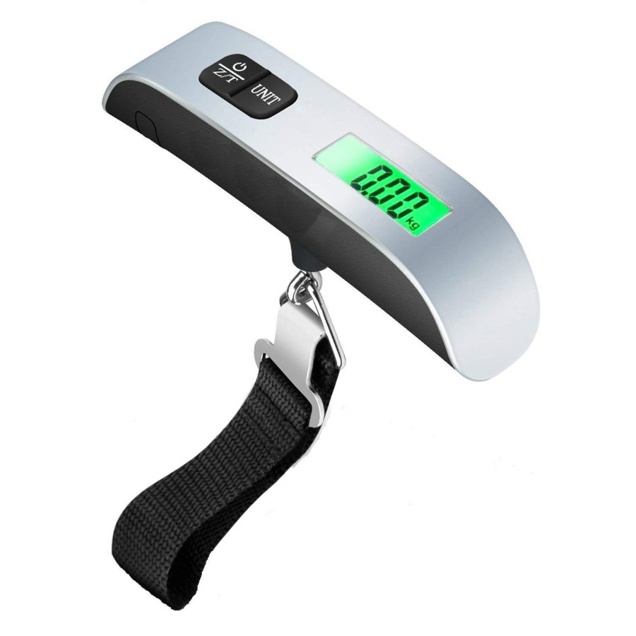 Cantar electronic bagaje, ABS, Afisaj LCD, Suporta greutatea 50 kg, Argintiu