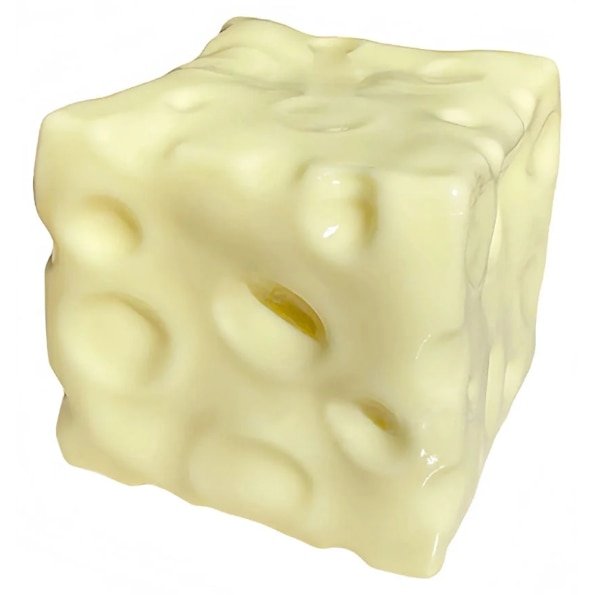 Jucarie squshy antistres cascaval / branza umplutura vasilena / oil coconut, galben deschis, 7 x 7 cm