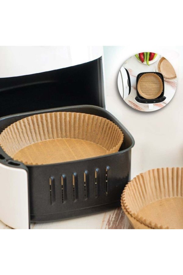 Hârtie de copt rotundă pentru Air Fryer (friteuză cu aer cald) Ø23 x 4.5 cm - 20 bucăți
