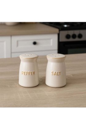 Set de solnițe și pipernițe din ceramică bej, stil nordic