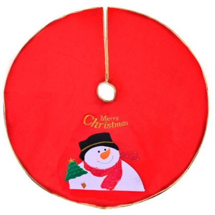 Covoras Fusta pentru Brad de Craciun Rosie Om de Zapada "Merry Christmas" Ø1,06m