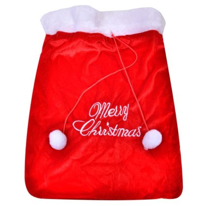 Sac pentru Cadouri Catifelat Rosu Alb "Merry Christmas" 35x43cm