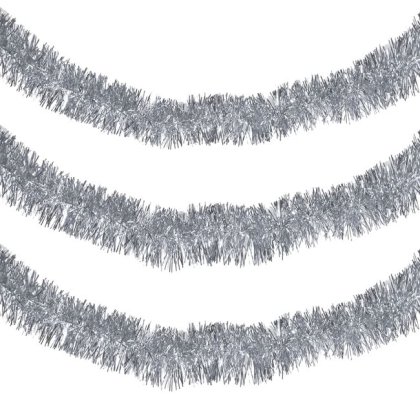 Beteala de Craciun Argintie Tinsel 3m x 7cm