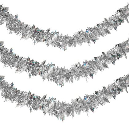 Beteala de Craciun Argintie Tinsel 3m x 8cm