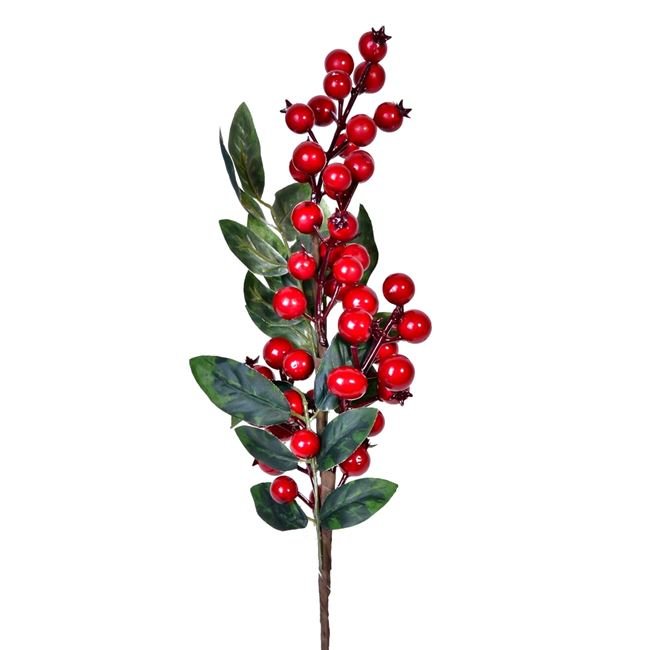 Crenguta Decorativa de Craciun Merisoare Rosii 50cm