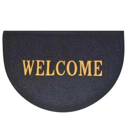 Covoras Intrare Semicerc Negru Spaghettii Mesaj "Welcome" 60x40cm