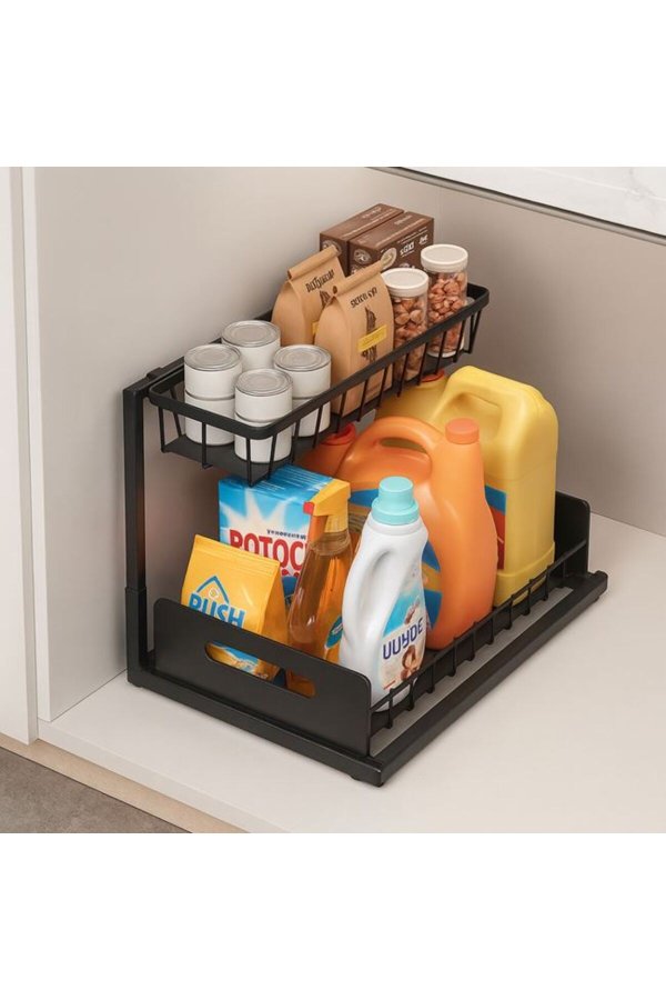 Raft metalic glisant cu suport 36 x 27 x 28,5 cm