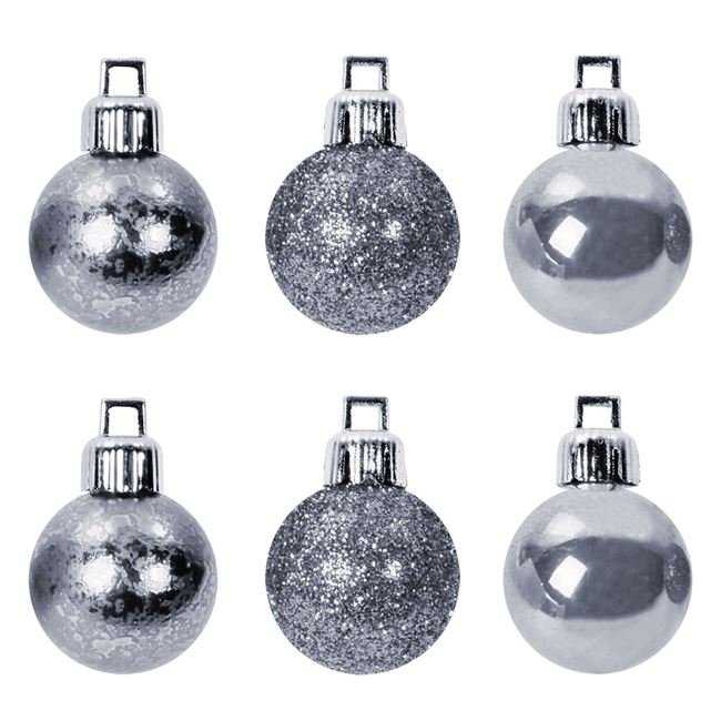 Set Globuri de Craciun Argintii Mat Glitter Ø10cm - 6 buc