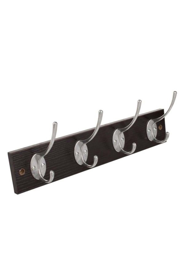 Suport de perete din lemn maro închis cu 8 cârlige 34,5 x 1,2 x 7 cm