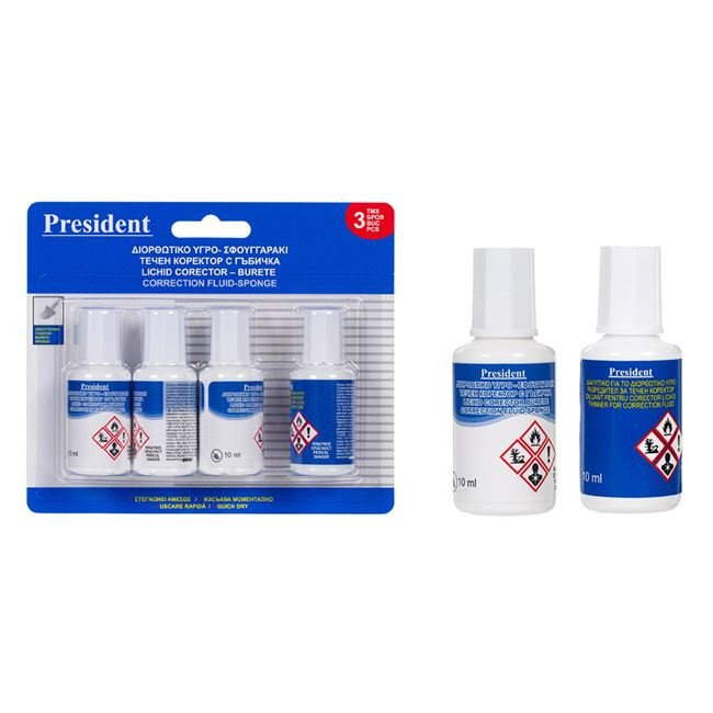 Set Corector Lichid cu Burete si Diluant - 4buc