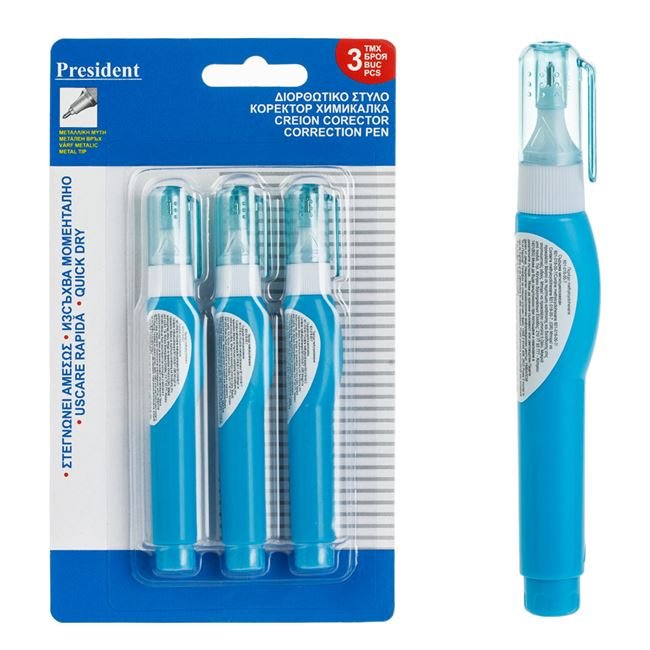 Set Pixuri Corectoare cu Varf Metalic President - 3buc