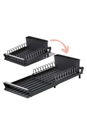 Uscător de vase extensibil din plastic negru 19 x 28-47 x 12 cm