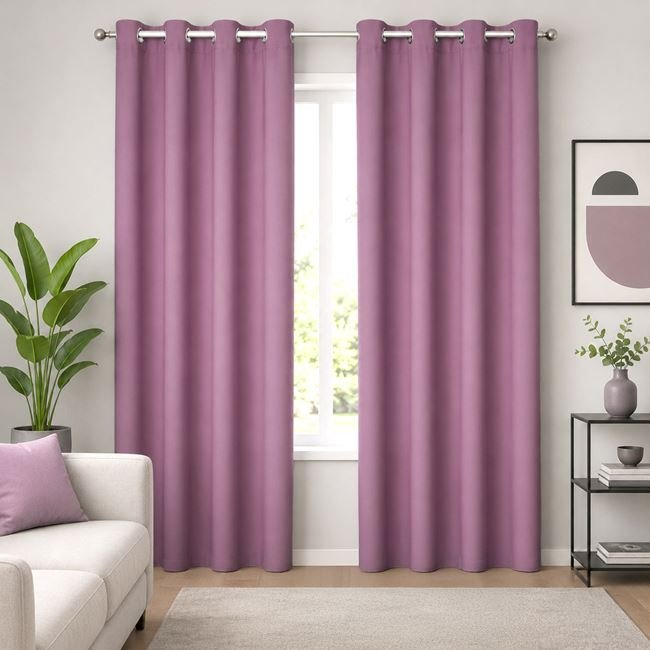 Draperie Decorativa Roz cu Inele 140x260cm