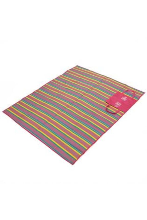 Saltea de plajă dublă cu dungi fucsia 180 x 150 cm