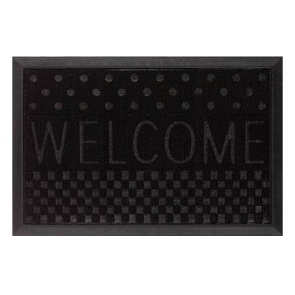 Covoras Intrare Negru cu Mesaj Reliefat "Welcome" 60x40cm