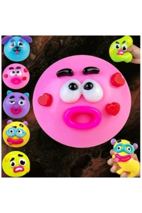 ®   Jucărie interactivă, Schimbător de fețe pentru câini, moale și elastică, cu fețe expresive, 9 cm, roz