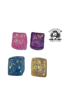 Set de 4 ®   ICE CUB Jucărie Squishy Interactivă cu Sclipici, 3x3x3cm, Culoare Aleatorie, Antistres pentru Copii și Adulți