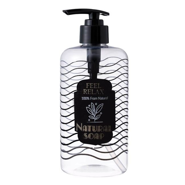 Dozator din Plastic Transparent cu Dungi Negre pentru Sapun Lichid 500ml