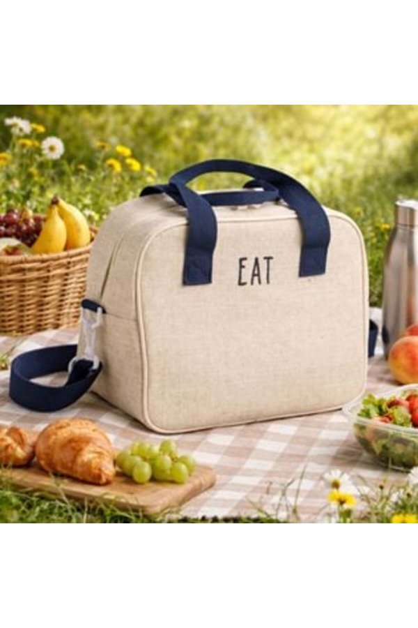 Geantă termoizolantă bej din in 29 x 15 x 24 cm - 10 L
