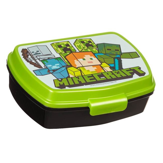 Caserola din Plastic Negru Verde Lime Minecraft pentru Copii - 630ml