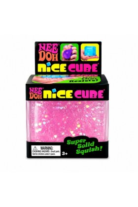 Jucărie squishy antistres, design cuburi de gheață cu sclipici, multicoloră, 1 bucată roz