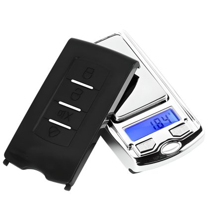 Mini Cantar de Bijuterii Ascuns in Cheie Auto, Precizier 0.01g, Afisaj LCD, Maxim 100g, Argintiu