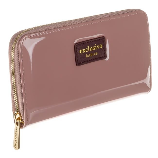 Portofel Dama Roz Stralucitor Patch 19x10x2cm