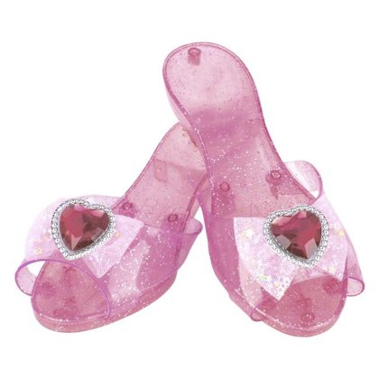 Jucarie Pantofi pentru Copii Roz cu Glitter Argintiu & Funda cu Inima - 1 pereche
