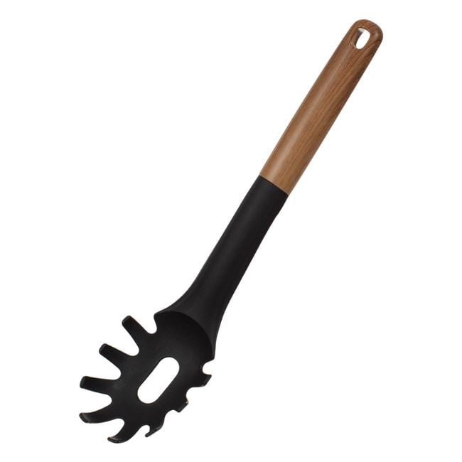 Lingura din Plastic Negru cu Maner Maro pentru Paste 32cm