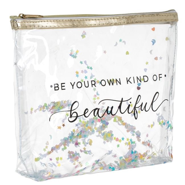 Portfard Transparent Confetti Inimi Stele 20x17cm