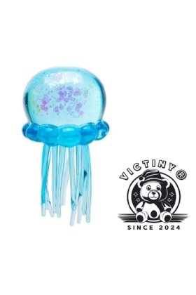 Jucărie interactivă ®   meduză / caracatiță 5 cm corp + 3 cm tentacule, albastru, moale, antistres, anxietate