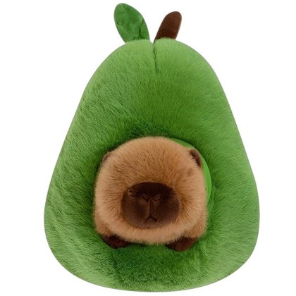 Jucarie de plus Capybara，Capibara avocado，35 cm/13.77 inch ，calitate premium，verde/maro