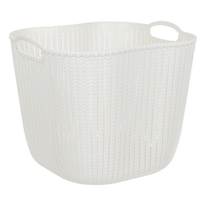 Cos de Depozitare din Plastic Alb Perlat Model Lant cu Manere 38l