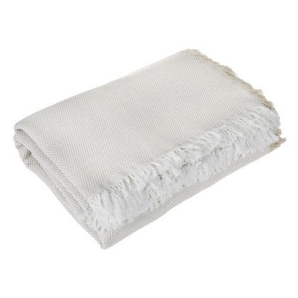 Cuvertura Decorativa Ecru cu Franjuri Albe Ecru pentru Canapea cu Doua Locuri 230x180cm