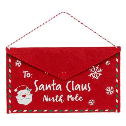 Plic din Pasla Rosie cu Capsa Mos Craciun "To:Santa Claus" 26x16cm