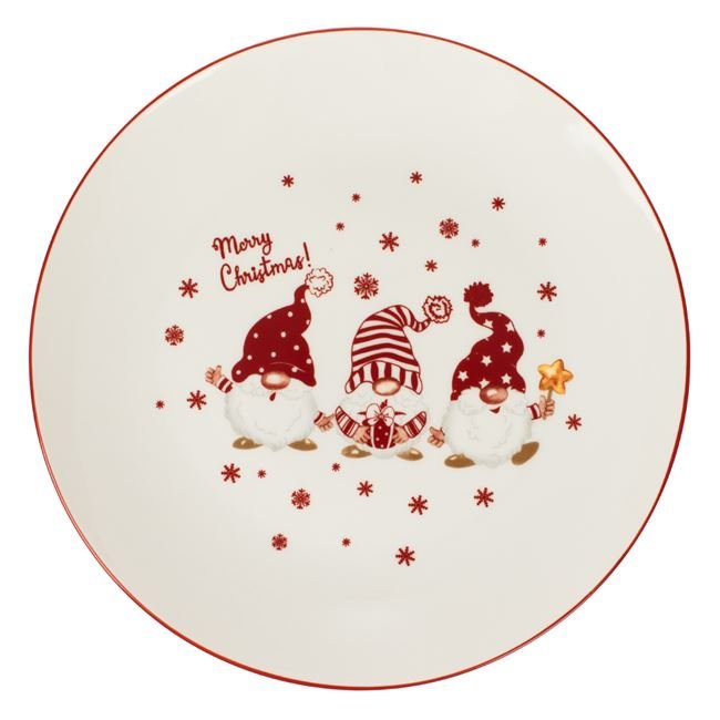 Farfurie de Portelan cu Model Gnome "Merry Christmas" de Craciun Ø19cm