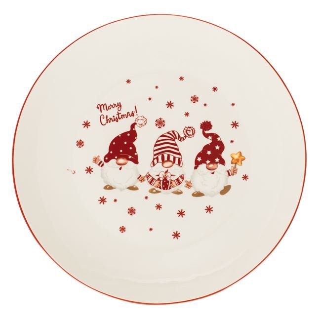 Farfurie de Portelan cu Model Gnome "Merry Christmas" de Craciun Ø27cm