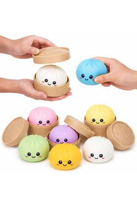 Jucărie antistres squishy tip gălușcă, jucărie senzorială moale de strâns, gălușcă cu culori surpriză în cutie, 10 cm