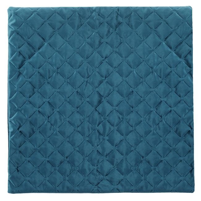 Fata de Perna Decorativa Velvet Albastra Model Relief Romburi 45x43cm