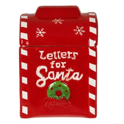 Recipient Ceramic pentru Biscuiti de Craciun Cutie Postala pentru Mos Craciun 15x15x21cm