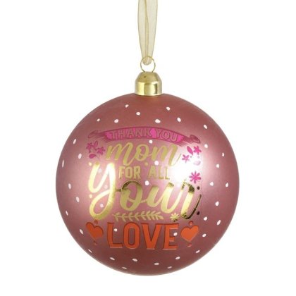 Glob de Craciun Roz Dublu cu Mesaj ”Best Mom in the World” Ø10cm