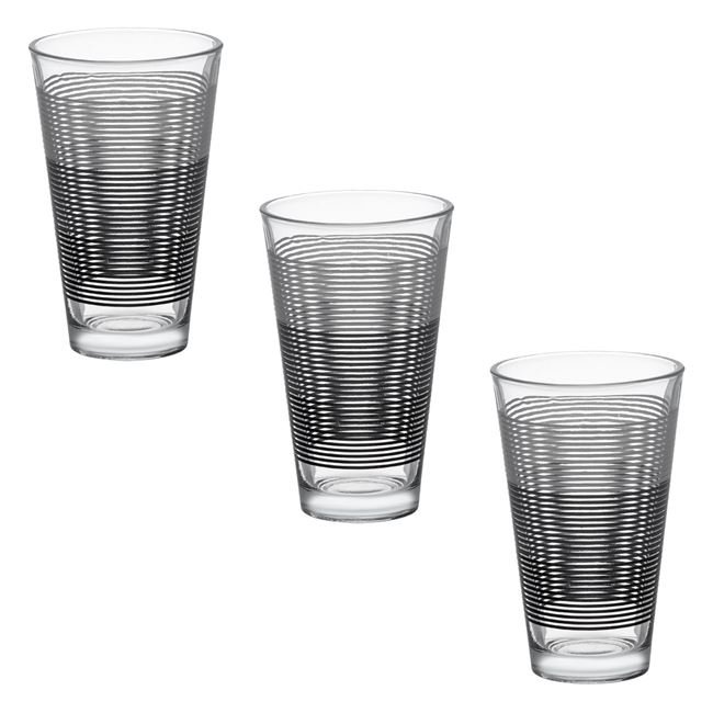 Set 3 Pahare din Sticla Transparenta "Lines" 330ml