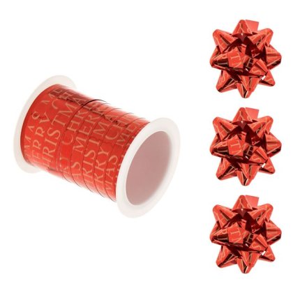 Panglica Rosie "Merry Christmas" 10mx10mm & 3 Fundite